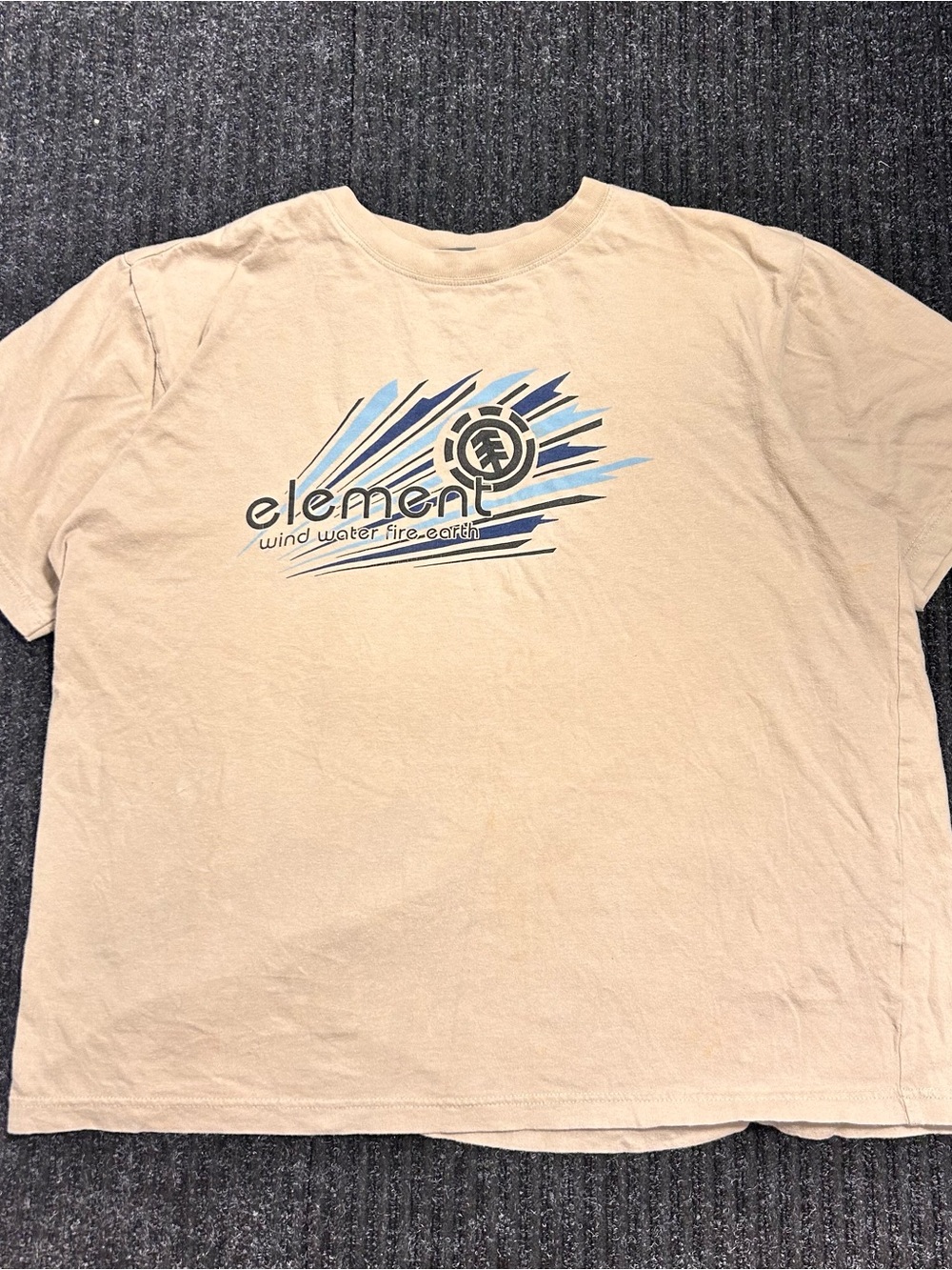Element Beige Short-Sleeve Graphic Tee with Blue Accents